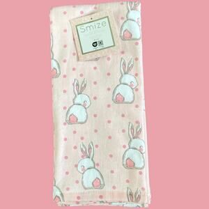 SMIZE CUTE POSH PINK EASTER BUNNY RABBIT KITCHEN TOWEL SET OF (2) 18 x 28 NEW